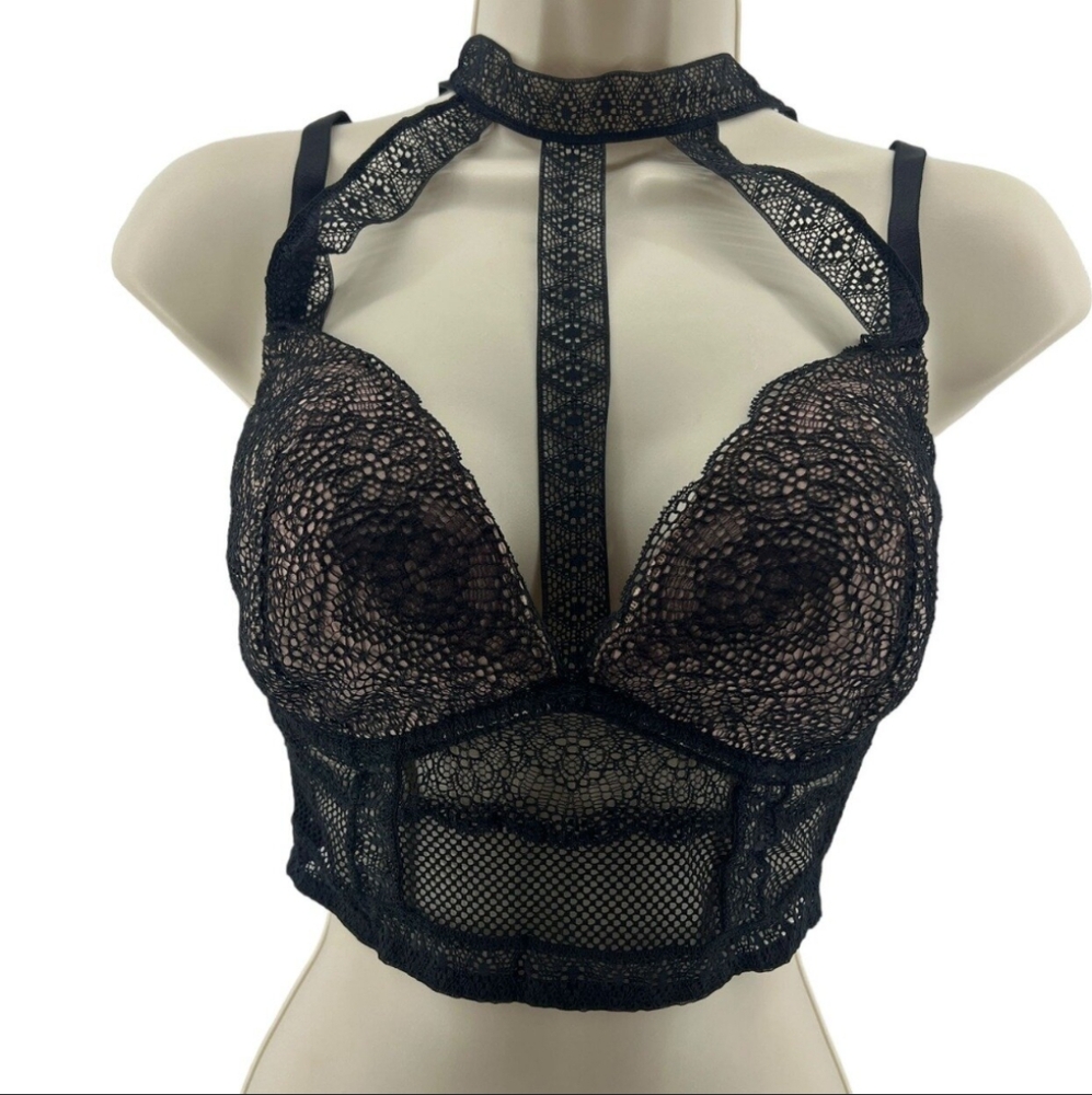 Victoria's Secret Long Line choker black bra